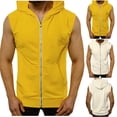 thumbnail image 1 of Men's Zip-Up Sleeveless Hoodie With Pockets Solid Color, Hooded Vest Pullover Top, Lightweight Polyester Blend Breathable Muscle Tank, Casual Everyday Loungewear Streetwear, 1 of 7