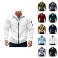 thumbnail image 1 of Men's Zip Up Sweatshirt 2025 Fall Winter Long Sleeve Stand Collared Casual Plain Jacket Coat Outerwear, 1 of 1
