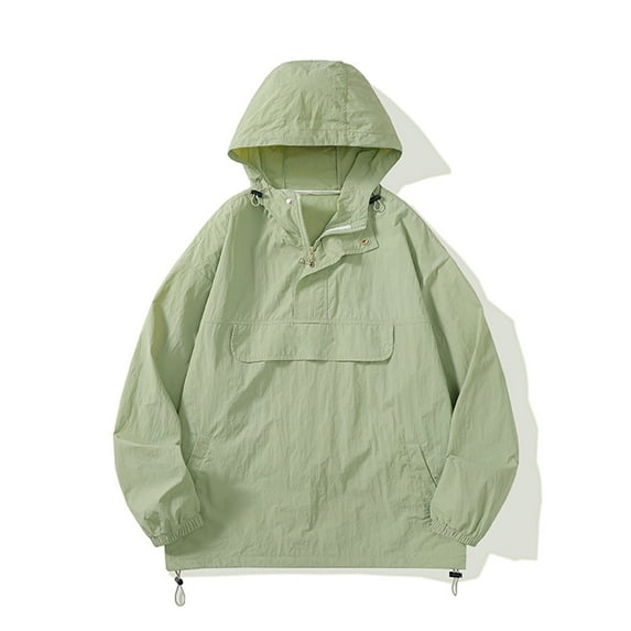 Men's Zipper Closure With Pockets Outdoor Sun Protection Clothing Cool Skin Clothing Hooded Jacket Long Sleeve Hooded Casual Jacket