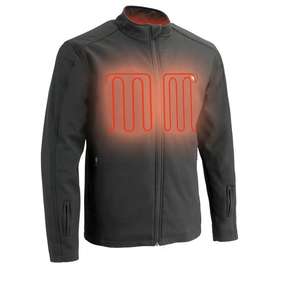 Milwaukee Leather Men's Zip Front Heated Softshell Jacket - MPM1762-BLK US