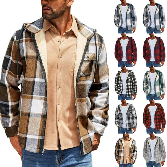 Men's Zipper Jacket, Casual Retro Long Sleeved Cardigan Jacket with Fleece Lining - Cozy for Autumn Winter Layering, Casual Outings, and Christmas Events,Light Gray,M