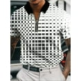 thumbnail image 1 of Men's Zipper Polo Shirts Short Sleeve Sweatshirts Soild Color Tops Striped Texture Casual Golf Tee White XXL, 1 of 6