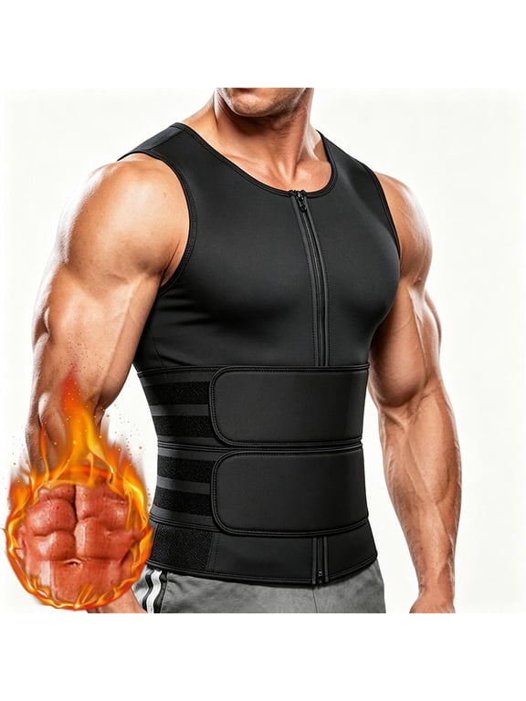 Men's Zipper Sauna Sweat Vest Men Waist Trainer Sports Tanks Top For Running GYM Workout Excecise Sportswear Body Shaper