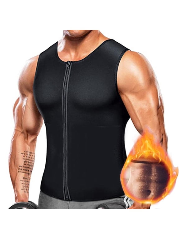 Men's Zipper Sauna Waist Trainer Vest Corset Body Shaper Workout Compression Shapers Shirt Shapers Daily Gym Training Sweat