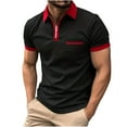 thumbnail image 1 of Men's Zipper Sports Casual Polo Shirt Short Sleeve Button Golf Shirt with Pockets Fashion Tops, 1 of 7