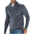 thumbnail image 1 of Men's Zipper Stand Collar Pullover Sweaters - Slim Fit Casual Solid Soft Knitted Long Sleeve Thermal Jumper Tops, 1 of 2