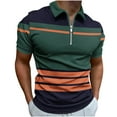 thumbnail image 1 of Men's Zippered Short Sleeved Lapel Printed T-shirt Loose Top, 1 of 4