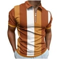 thumbnail image 1 of Men's Zippered Short Sleeved Lapel Printed T-shirt Loose Top, 1 of 4