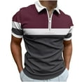 thumbnail image 1 of Men's Zippered Short Sleeved Lapel Printed T-shirt Loose Top, 1 of 5