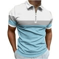 thumbnail image 1 of Men's Zippered Short Sleeved Lapel Printed T-shirt Loose Top, 1 of 5