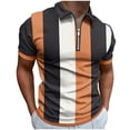 thumbnail image 1 of Men's Zippered Short Sleeved Lapel Printed T-shirt Loose Top, 1 of 4