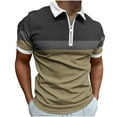 thumbnail image 1 of Men's Zippered Short Sleeved Lapel Printed T-shirt Loose Top, 1 of 5