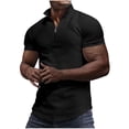 thumbnail image 1 of Men's Zippered Small Square Shirt Short Sleeve Slim Casual Top Summer Fashion Golf T-Shirt, 1 of 7