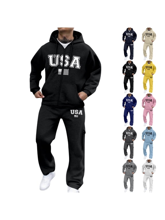 Men's Zippered Sweatshirt Jacket Suit, Casual Sports Set with Fleece Lining for Winter Outdoor Wear and Comfortable Everyday Use,Black,L