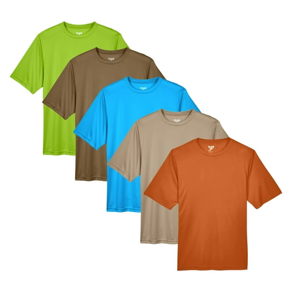 Men's Zone Performance T-Shirt, Short Sleeve Crew T-Shirt 100% Polyester Interlock Assorted Plain Tees (Bright Color 5 Pack, 4XL)
