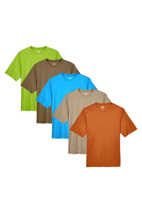 Men's Zone Performance T-Shirt, Short Sleeve Crew T-Shirt 100% Polyester Interlock Assorted Plain Tees (Bright Color 5 Pack, M)