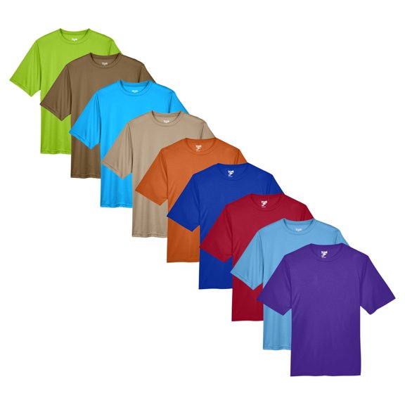 Men's Zone Performance T-Shirt, Short Sleeve Crew T-Shirt 100% Polyester Interlock Assorted Plain Tees (Bright Color 9 Pack, XL)