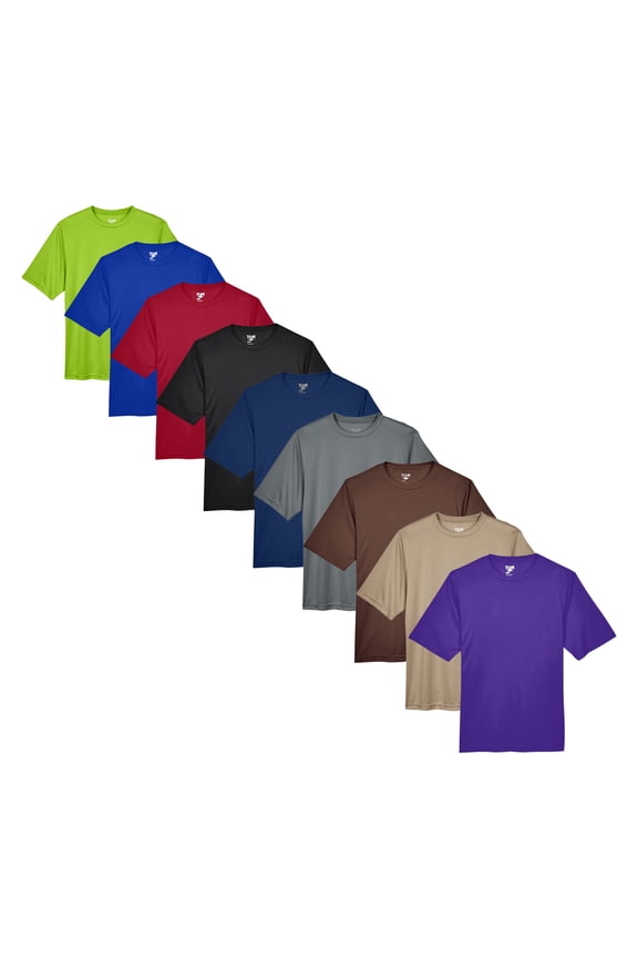Men's Zone Performance T-Shirt, Short Sleeve Crew T-Shirt 100% Polyester Interlock Assorted Plain Tees (Dark+Bright Color 9 Pack, M)