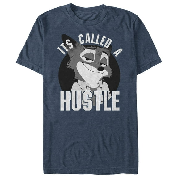 Men's Zootopia Nick Called Hustle Graphic Tee Navy Blue Heather 2X Large