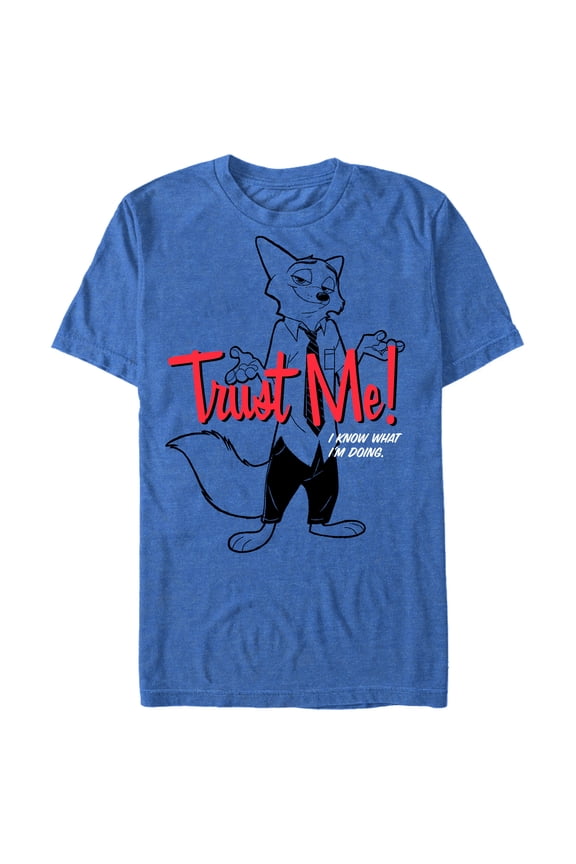 Men's Zootopia Trust Me Nick  Graphic Tee Royal Blue Heather X Large