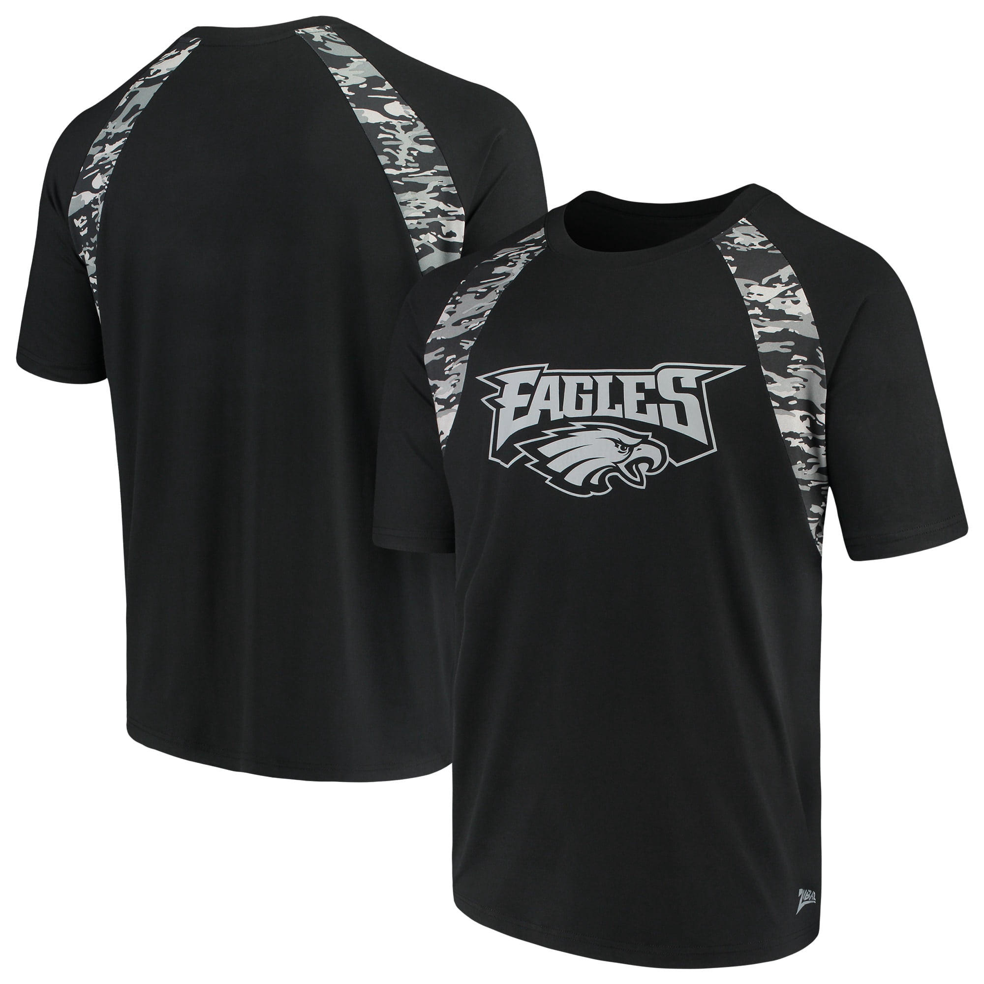 Men's Zubaz Black Philadelphia Eagles Camo Raglan T-Shirt