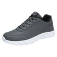 thumbnail image 1 of Men's 𝖫a𝖼e Up Sneakers with Thick Soles, Non-S𝗅ip Lightweight Hiking Shoes Round-Toe Casual Running Shoes So𝗅id Color Versatile Walking Shoes Comfortable Wide Toe Jogging Shoes, 1 of 6
