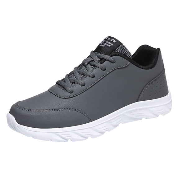 Men's 𝖫a𝖼e Up Sneakers with Thick Soles, Non-S𝗅ip Lightweight Hiking Shoes Round-Toe Casual Running Shoes So𝗅id Color Versatile Walking Shoes Comfortable Wide Toe Jogging Shoes