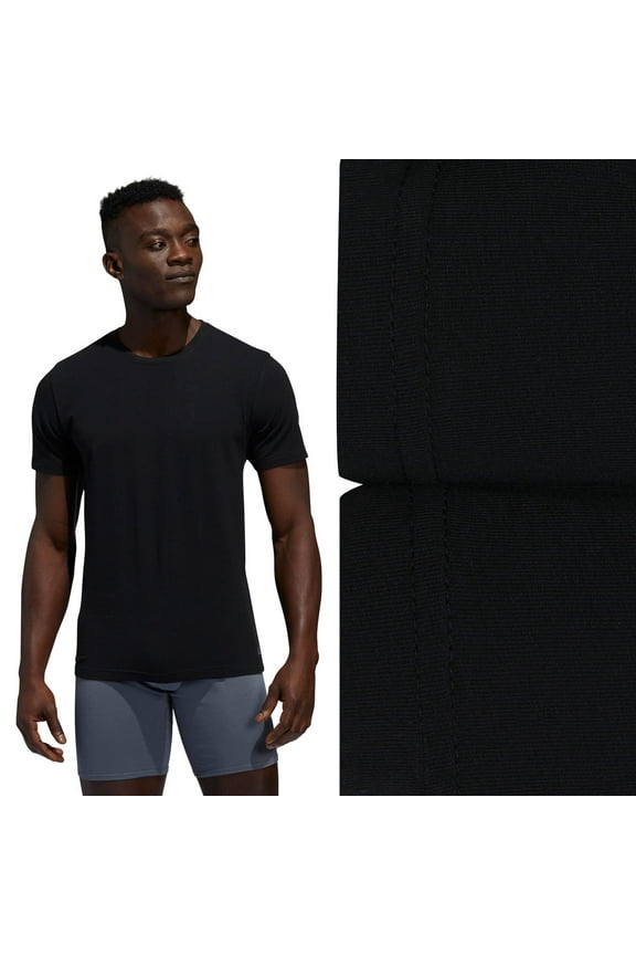 Men's adidas 2-Pack Stretch Cotton Crew Tees Color: Black Size: S