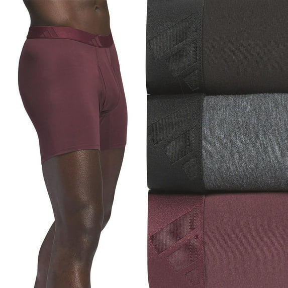 Men's adidas 3-Pack Luxe Comfort Boxer Briefs Color: Aurora Ruby Red Size: XL