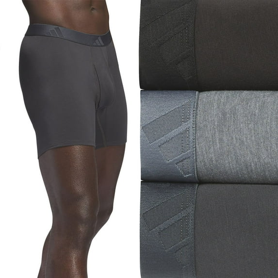 Men's adidas 3-Pack Luxe Comfort Boxer Briefs Color: Carbon Grey Heather Size: XXL