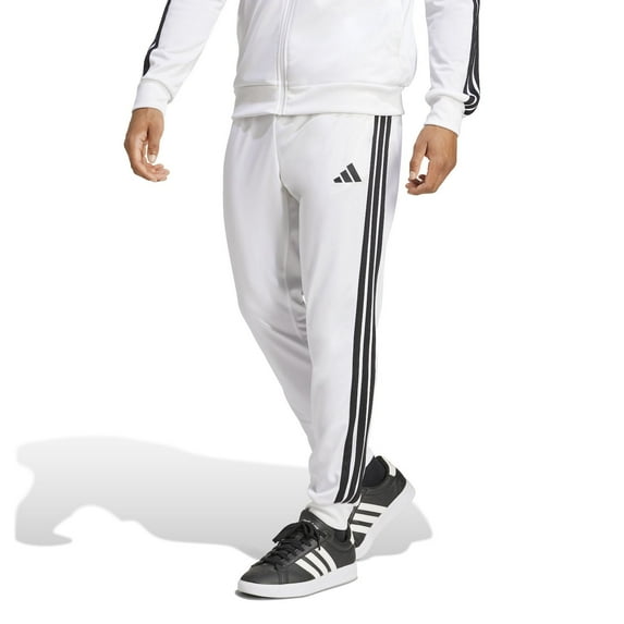 Men's adidas 3-Stripes Tricot Tapered Sportswear Track Pants Color: White Black Size: L TALL