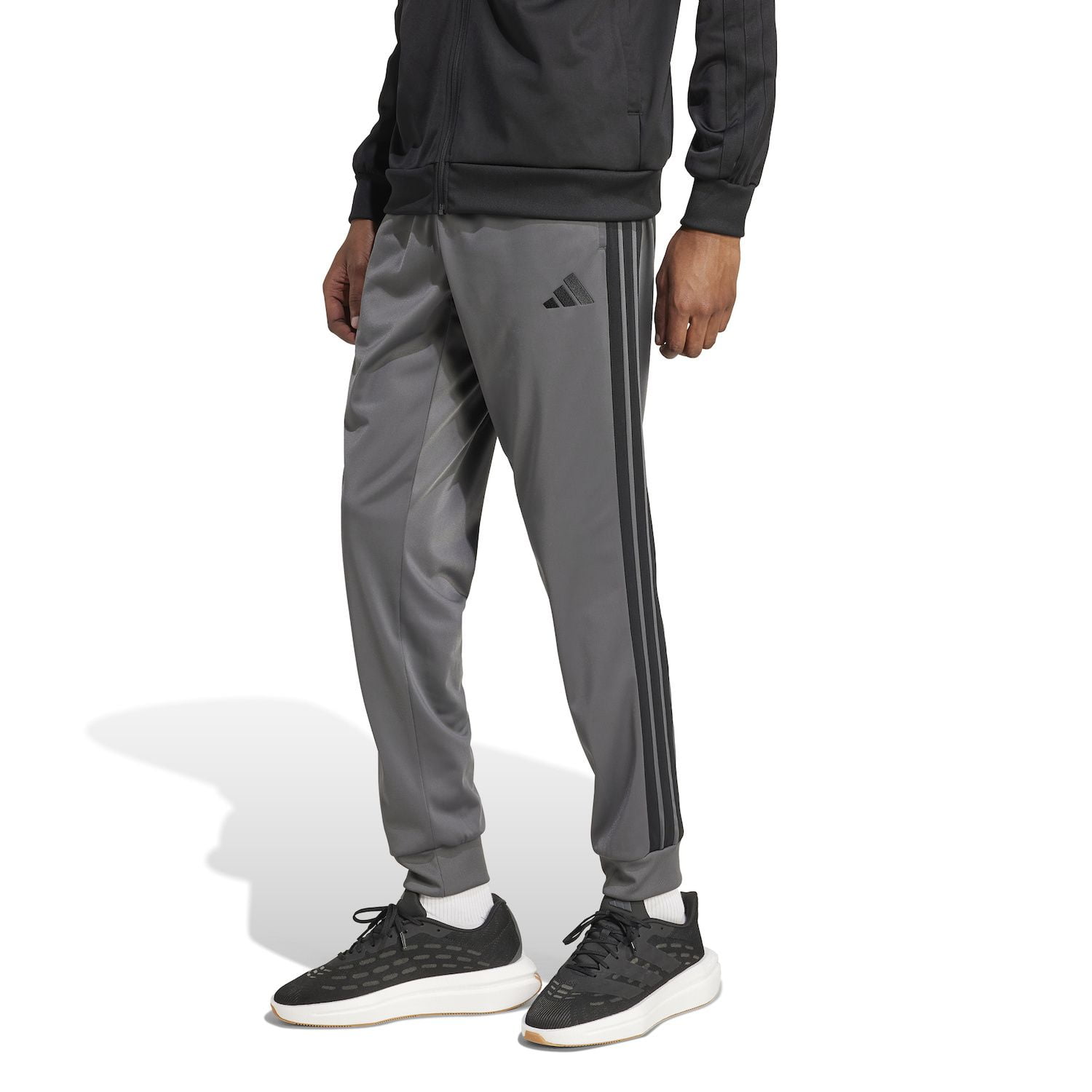 Men's adidas 3-Stripes Tricot Tapered Track Pants Color: Grey Size