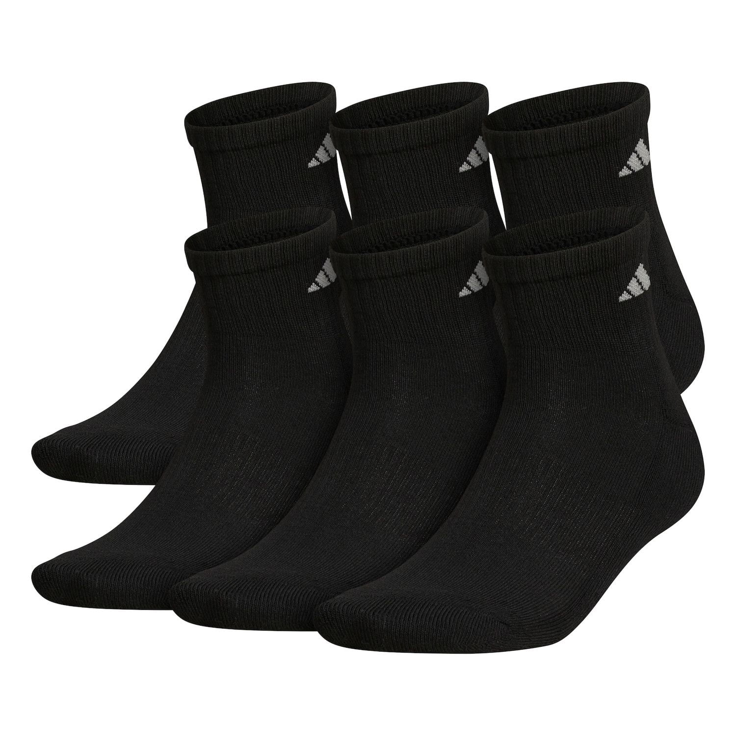 Men's Adidas 6-pack Athletic Cushioned Quarter Socks Color: Black Size: 5-8