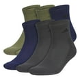 thumbnail image 1 of Men's adidas 6-pack Athletic Cushioned Quarter Socks Color: Olive Blue Grey Size: 8-12, 1 of 4