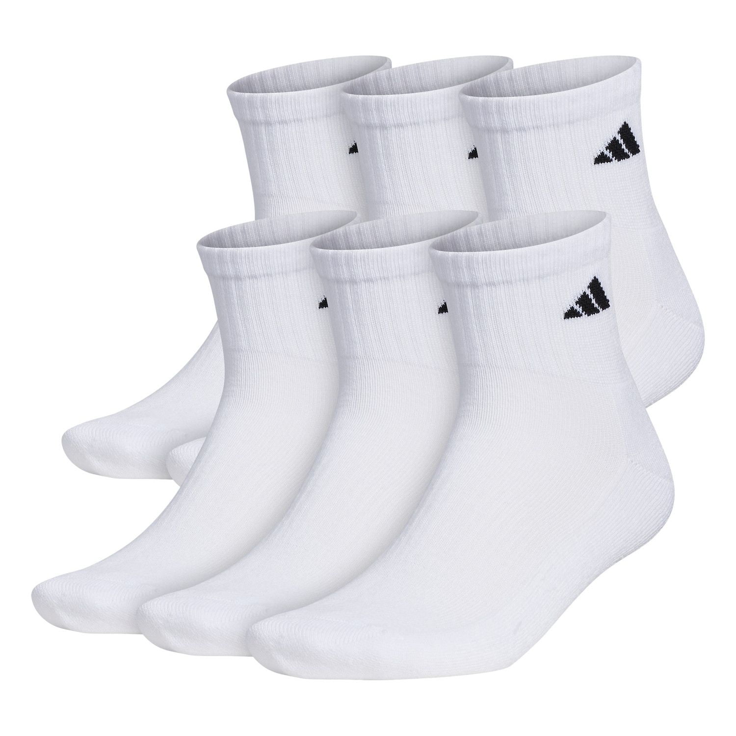 Men's Adidas 6-pack Athletic Cushioned Quarter Socks Color: White Size: 5-8