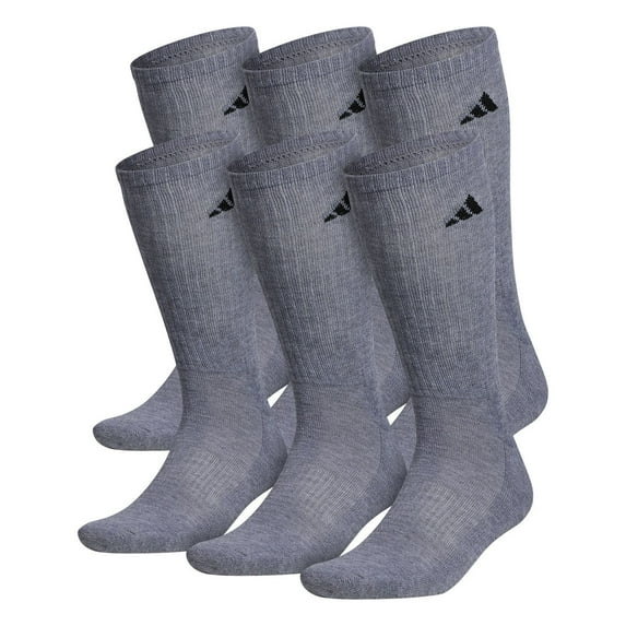 Men's adidas 6-pack Athletic Cushioned Crew Socks Color: Medium Gray Size: 5-8