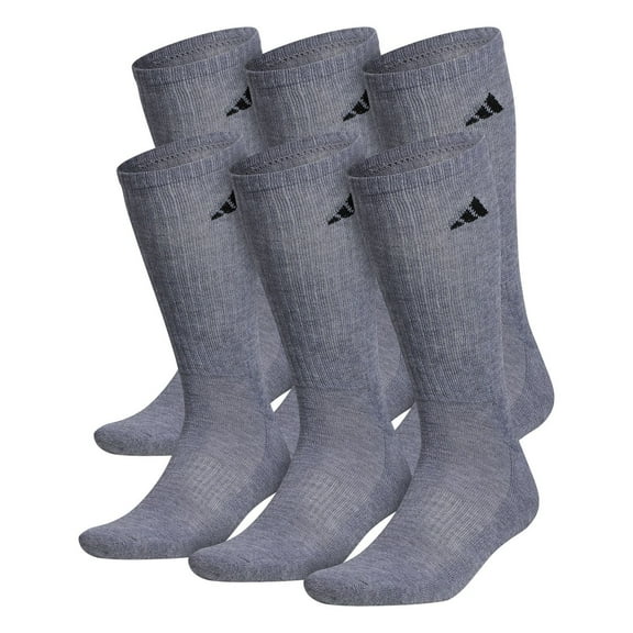 Men's adidas 6-pack Athletic Cushioned Crew Socks Color: Medium Gray Size: 5-8