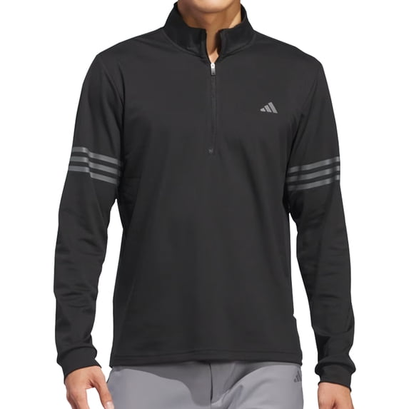 Adidas Men’s Golf Adi 3-Stripes Half-Zip Pullover Layering Top,  Medium Black -