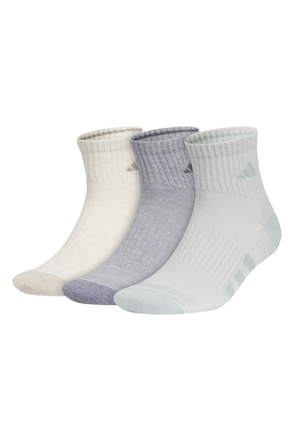 Men's adidas 3-Pack Cushioned 3.0 Quarter Socks Color: Alumina Heather Size: 6-12