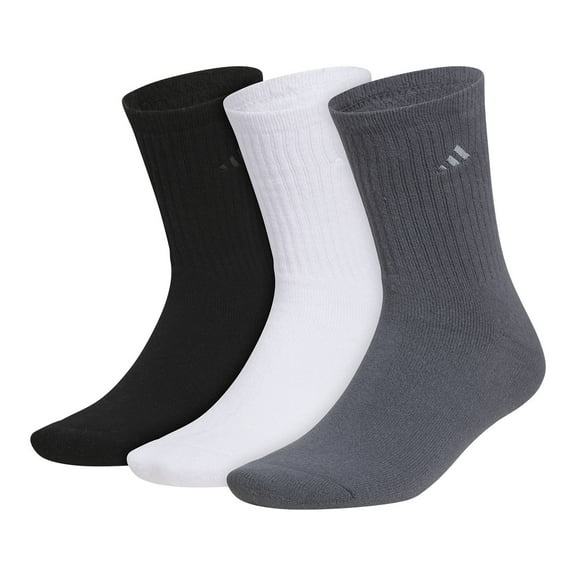 Men's adidas 3-Pack Cushioned Comfort Crew Socks Color: Blk Wht Gry Size: 6-12