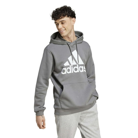 Men's adidas Essential Big Logo Fleece Hoodie Color: Grey Four Size: L