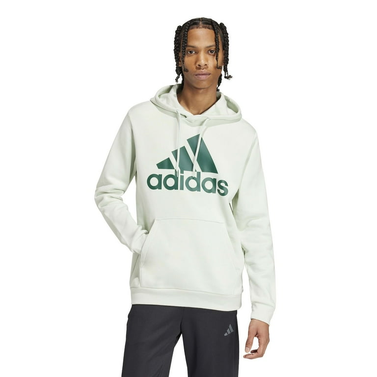Men's adidas Essential Big Logo Fleece Hoodie Color: Linen Green