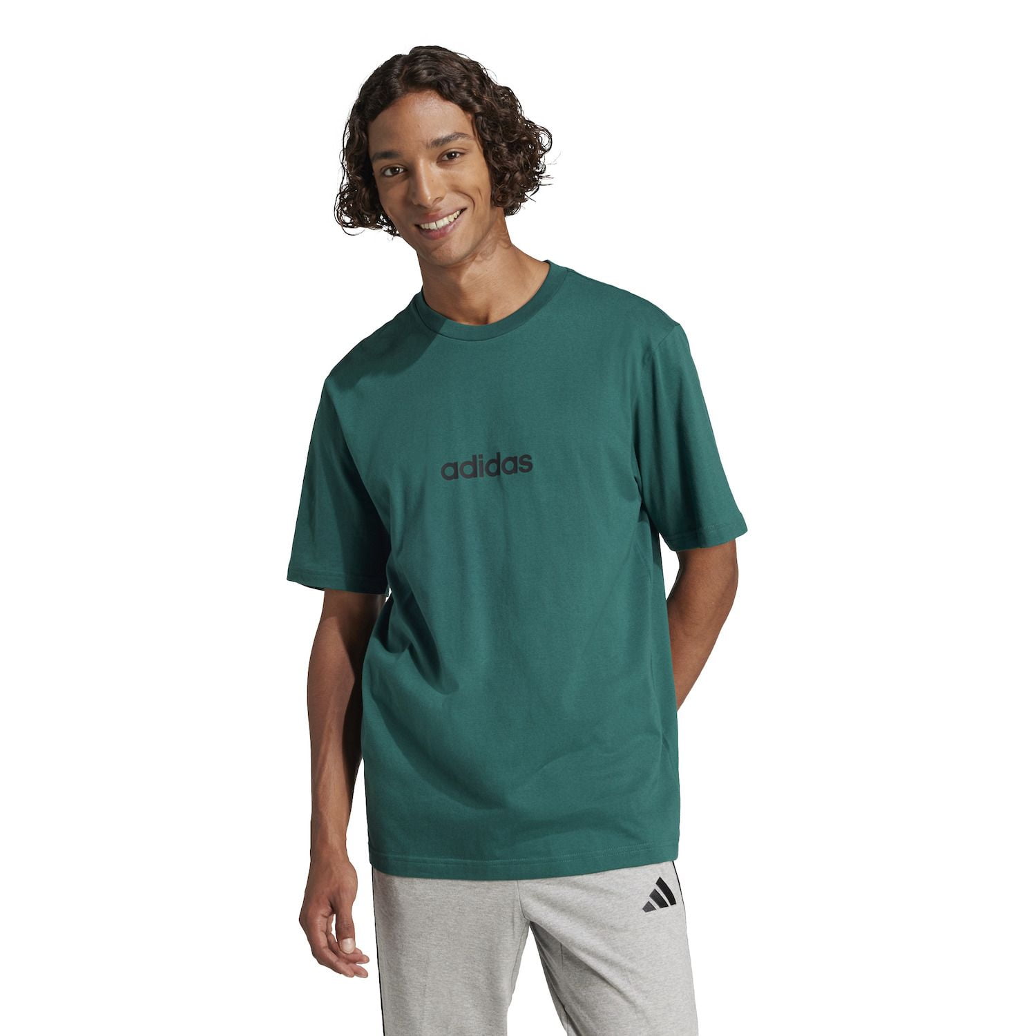 Men's adidas Essentials Single Jersey Sportswear T-Shirt Color: Collegiate Green Size: XL