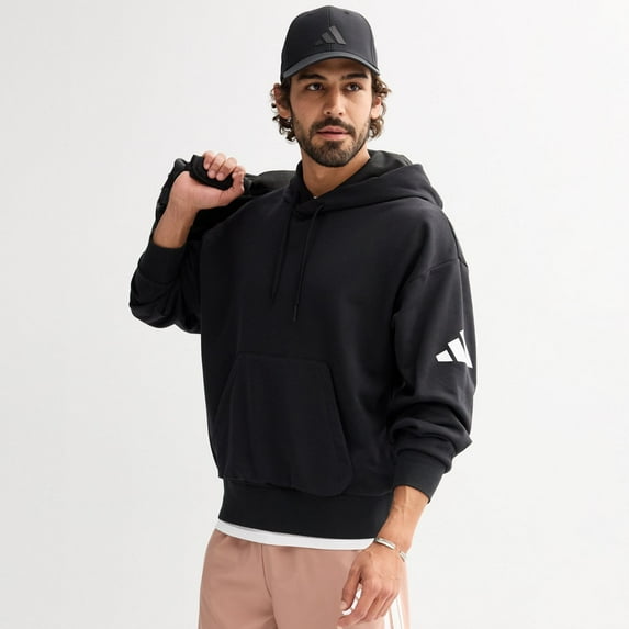 Men's adidas Essentials 3-Bar Terry Sportswear Hoodie Color: Black Size: XL