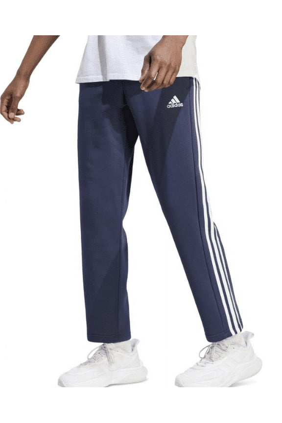 Men's adidas Essentials 3-Stripes Open Hem Fleece Pants Color: Legend Ink Size: S