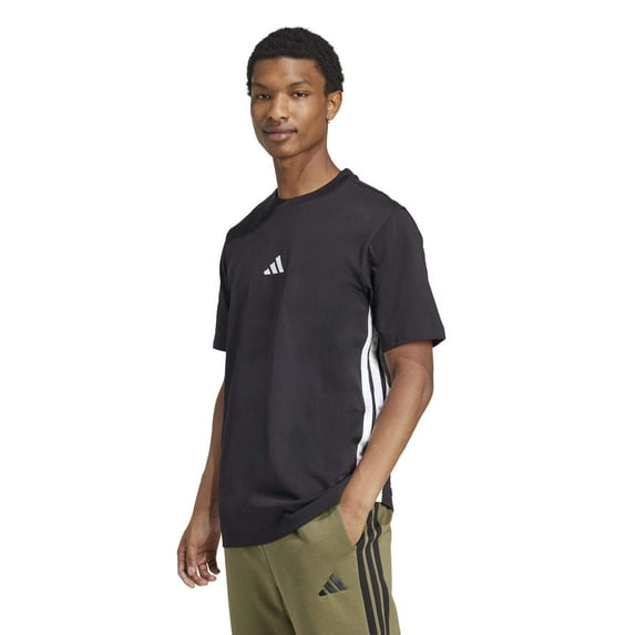 Men's adidas Essentials 3-Stripes Single Jersey Sportswear T-Shirt Color: Black Size: M