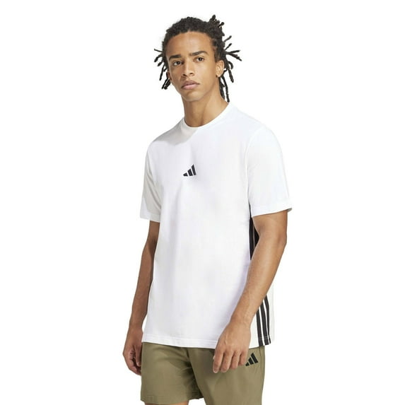 Men's adidas Essentials 3-Stripes Single Jersey Sportswear T-Shirt Color: White Size: XL
