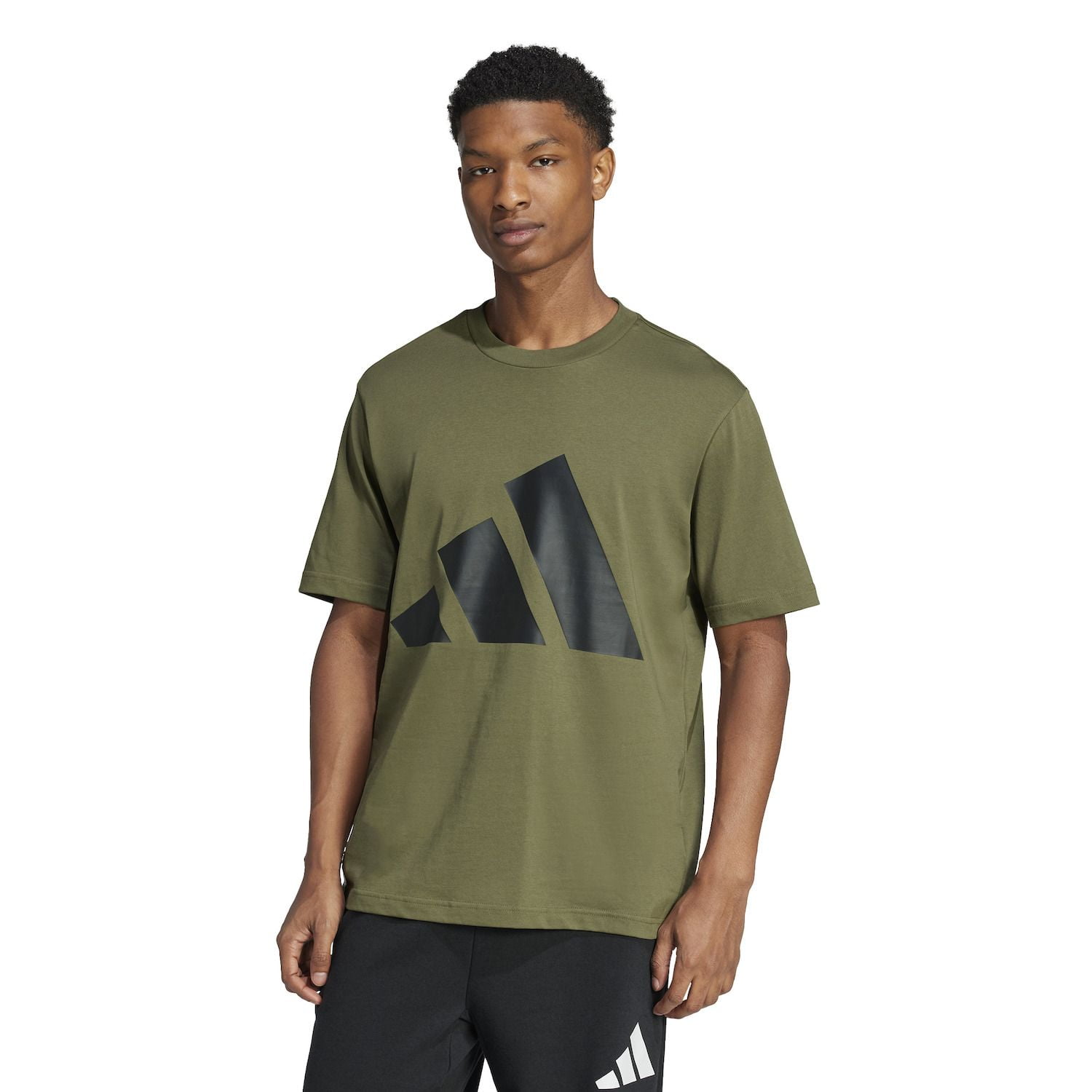 Men's adidas Essentials Big Logo Sportswear T-Shirt Color: Olive
