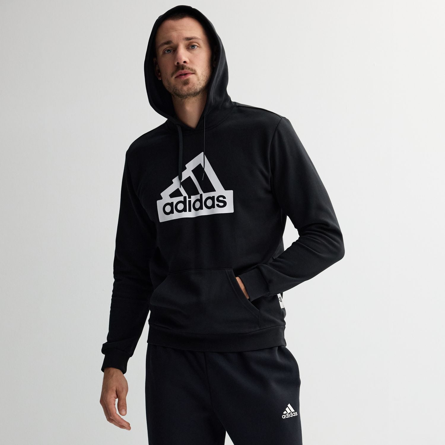Men's adidas Essentials Graphic Modern Hoodie Color: Black Size: S