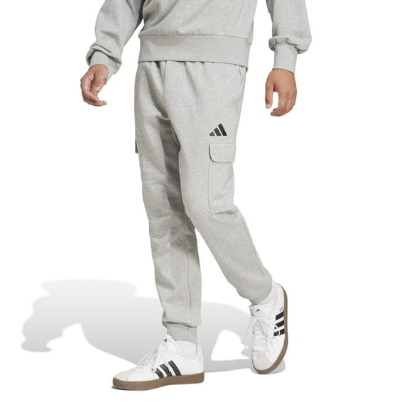 Men's adidas Essentials Tapered Fleece Cargo Pants Color: Medium Grey Size: XL